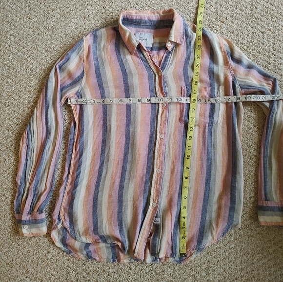 Rails Charli Mandalay Stripe Button Down Top Rayon Linen Blend XS - Picture 6 of 7